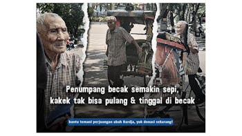 Bantu Abah Bardja Tukang Becak untuk Pulang Kampung