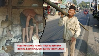 Perjuangan Abah Omo Berjualan Bambu Besar Di Pundaknya