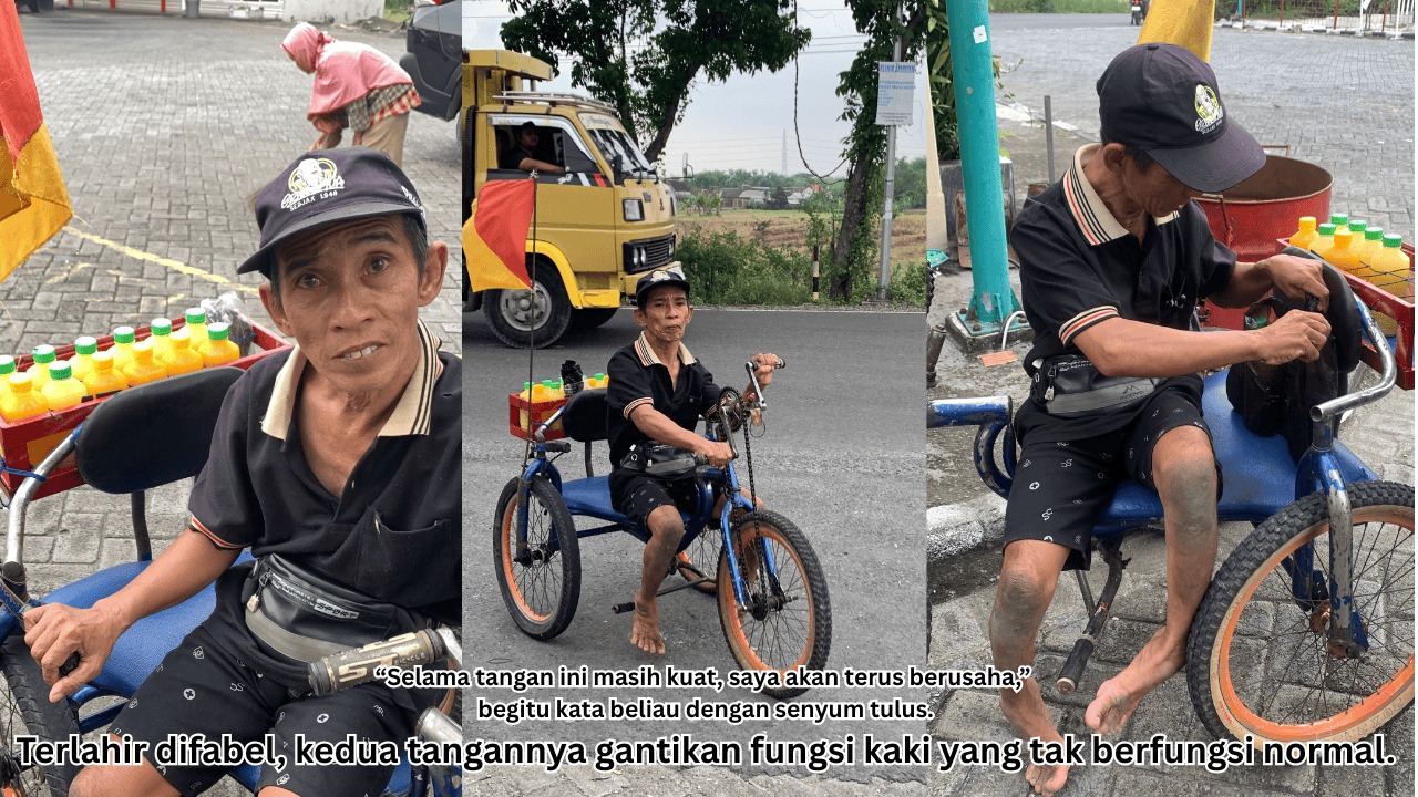Difabel Kayuh Sepeda Pakai Tangan tuk Sambung Hidup
